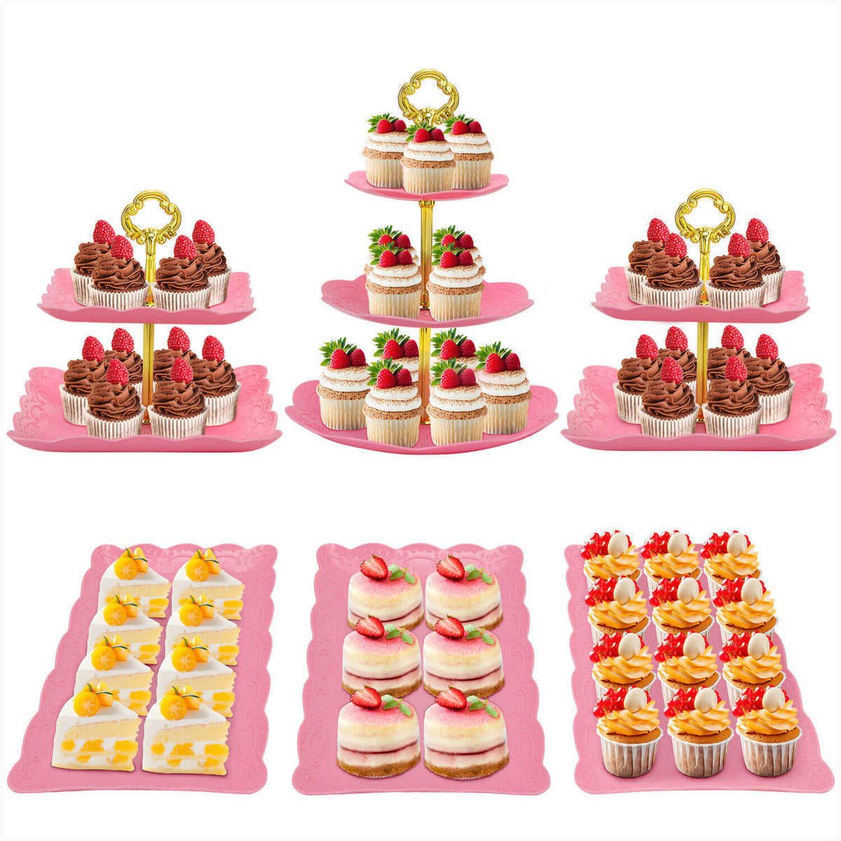 6Pcs Cupcake Stand Plastic Cake Stand