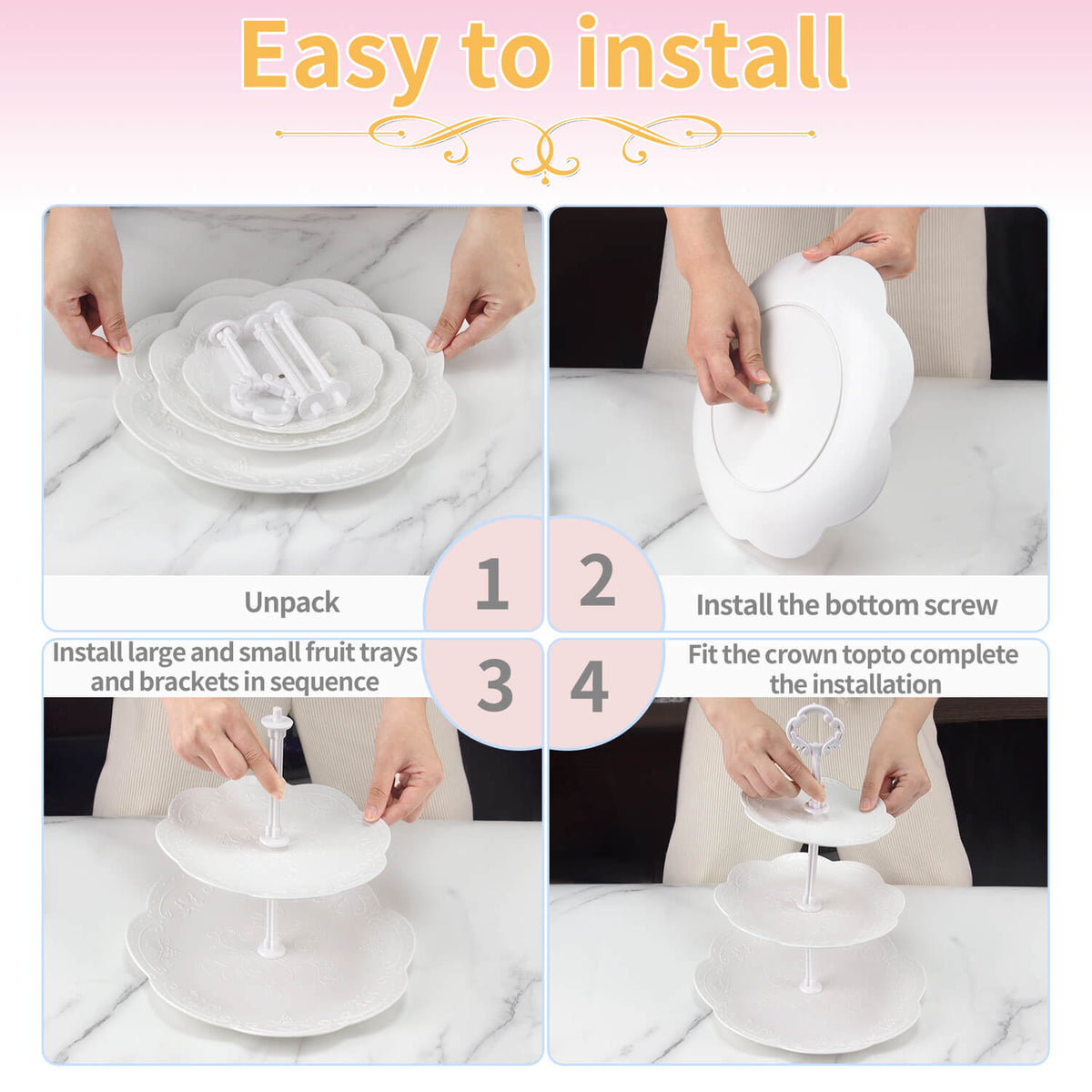 6Pcs Cupcake Stand Plastic Cake Stand