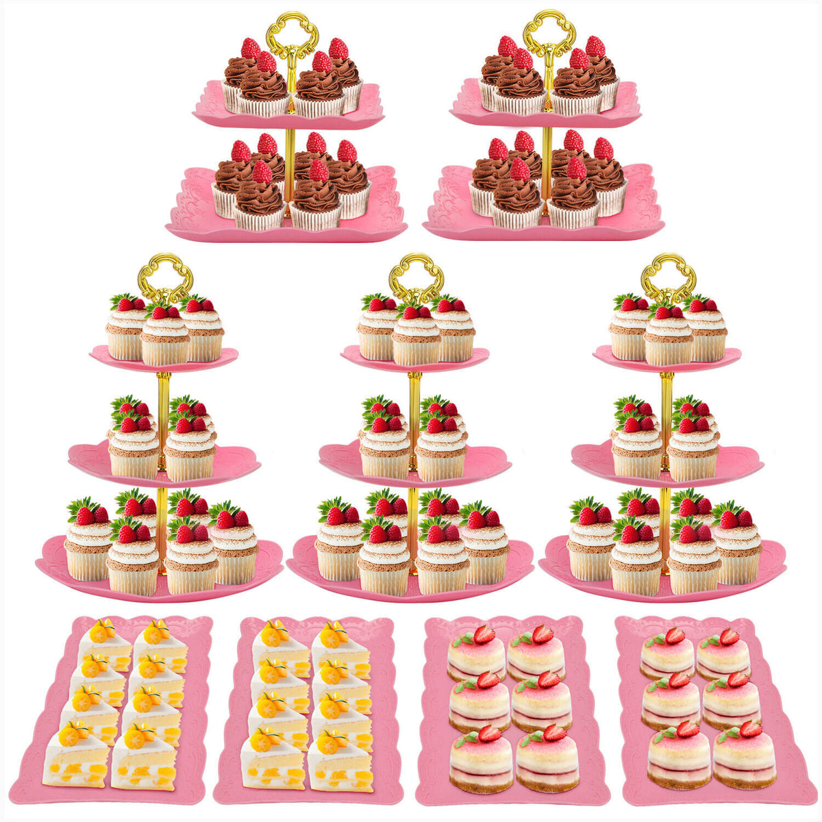 9Pcs Cupcake Stand Plastic Cake Stand