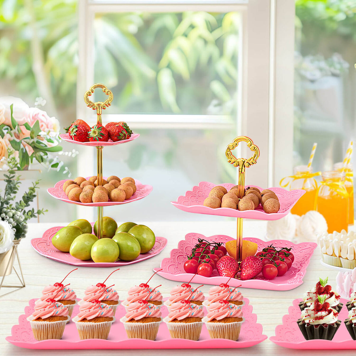 9Pcs Cupcake Stand Plastic Cake Stand
