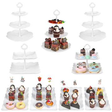 9Pcs Cupcake Stand Plastic Cake Stand