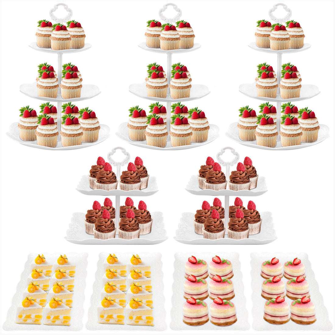 9Pcs Cupcake Stand Plastic Cake Stand