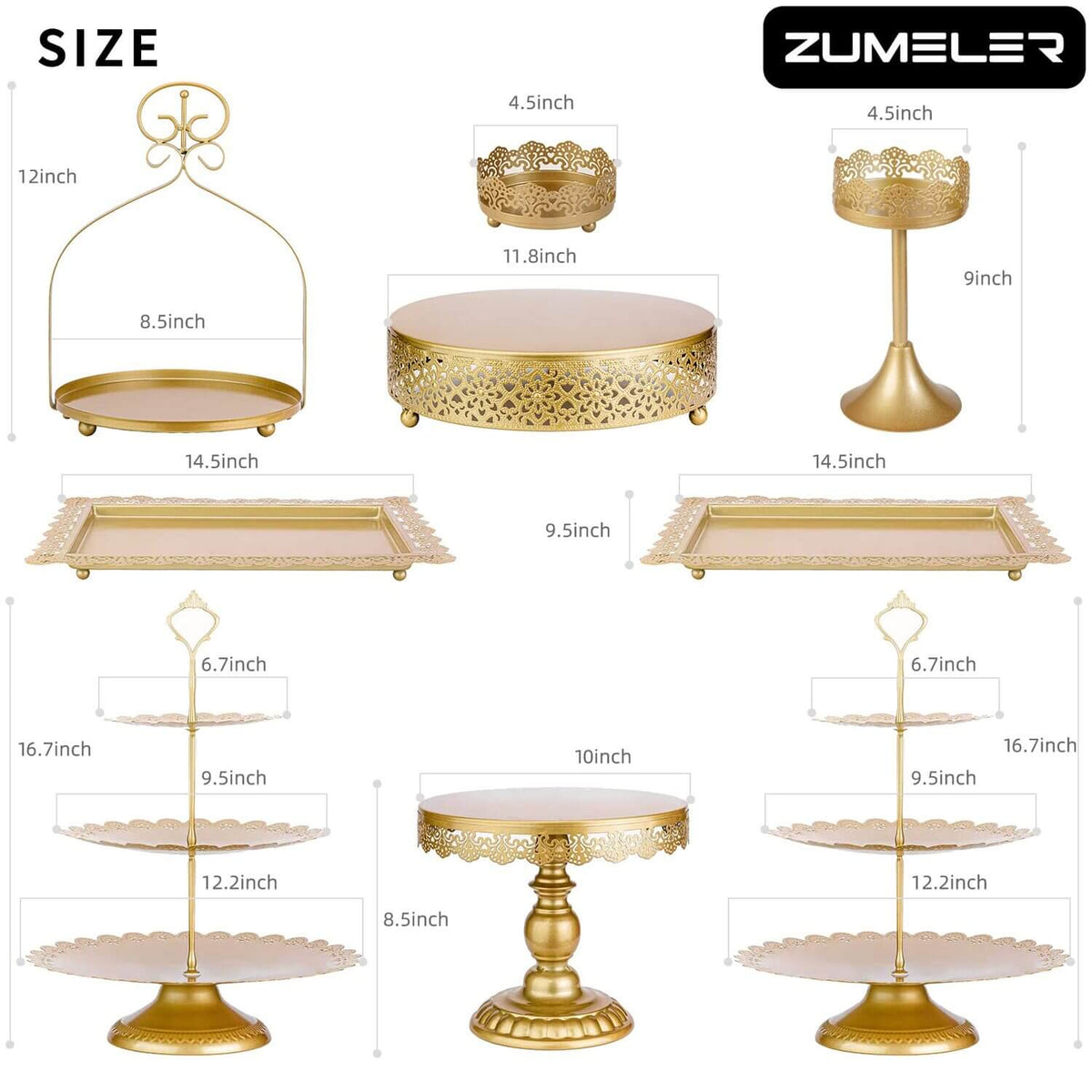 9Pcs Metal Cake Stands