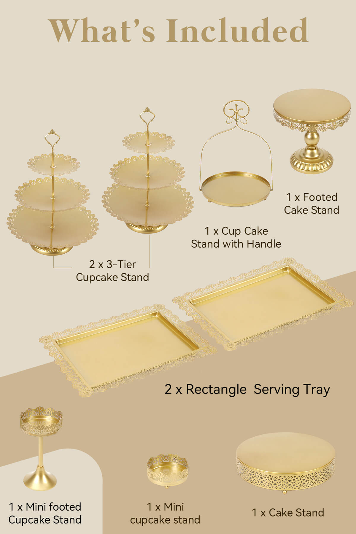 9Pcs Metal Cake Stands