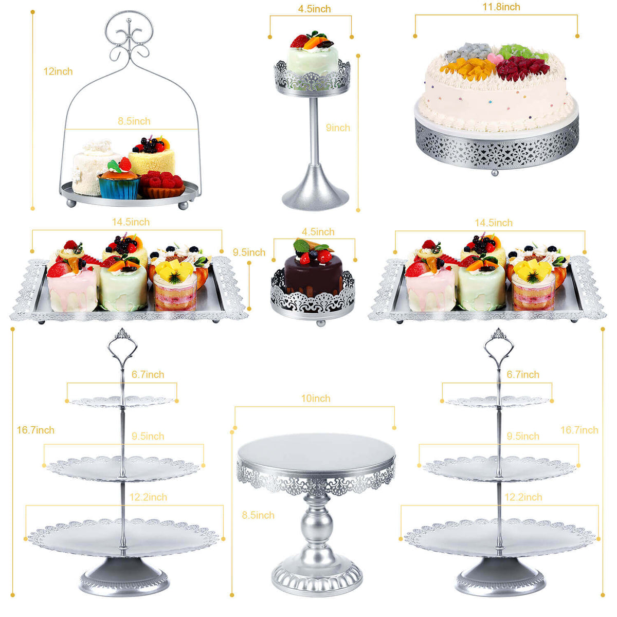 9Pcs Metal Cake Stands
