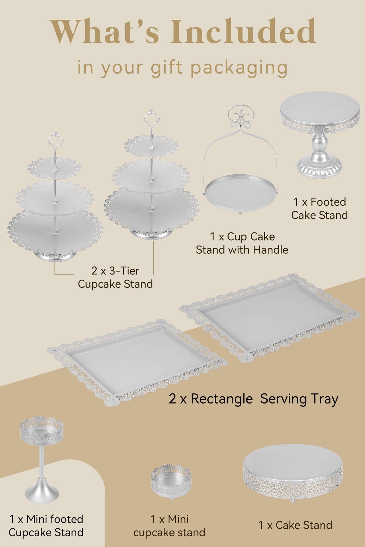 9Pcs Metal Cake Stands