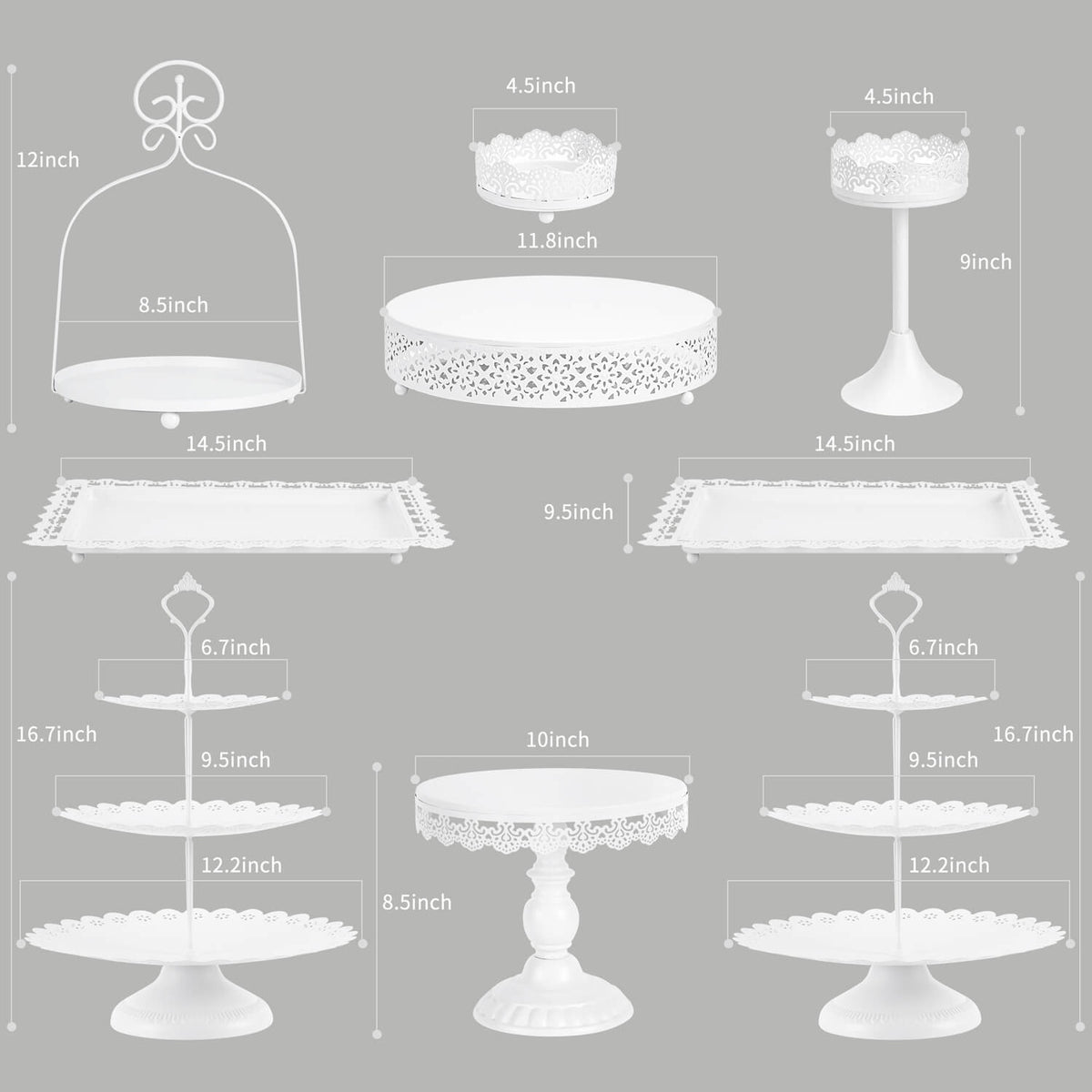 9Pcs Metal Cake Stands