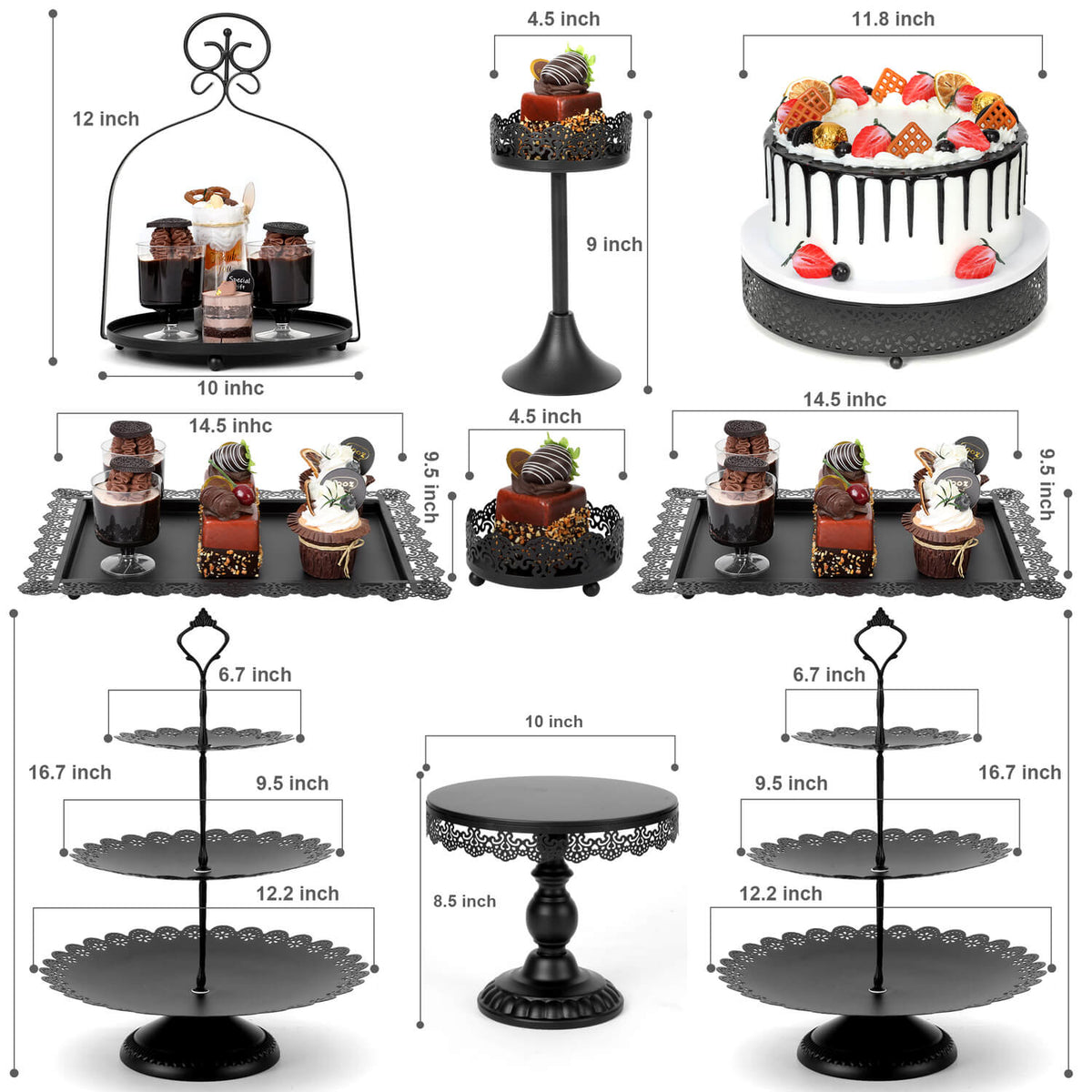 9Pcs Metal Cake Stands