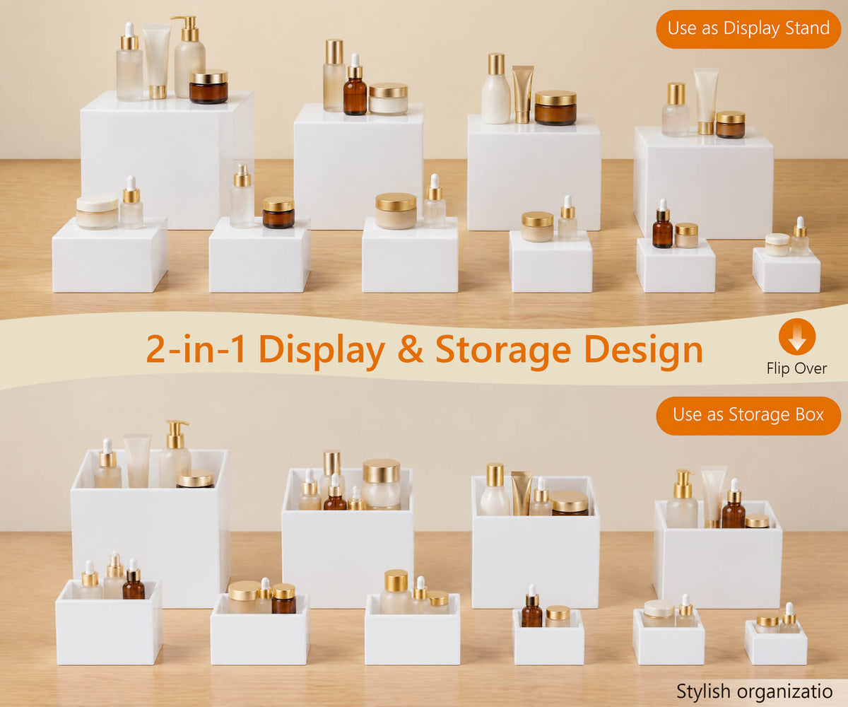 10Pcs White Acrylic Buffet Risers and Stands